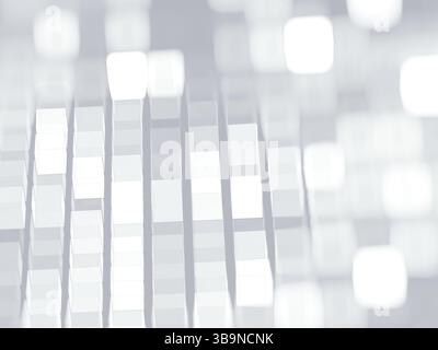 Abstract cubetti sfocata - generati con il computer illustrazione per la tecnologia o fantascienza progetti di design. Frattali sfocatura bianco per il web design, desctop Foto Stock