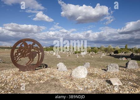 Necropoli di Las Ruedas, antica città Vaccea di Pintia, Padilla de Duero, provincia di Valladolid, Spagna, Europa Foto Stock