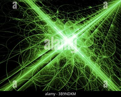 Sfondo tecnologico: Posizionato su una superficie diagonale coperta da cerchi luminosi. Immagine astratta generata al computer per copertine, poster, web design Foto Stock