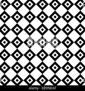 Trama geometrica Rhombus motivo senza cuciture. Illustrazione della linea grafica vettoriale. Bianco e nero astratto vintage 1920. Striscioni, poster, carta da imballaggio, s Illustrazione Vettoriale