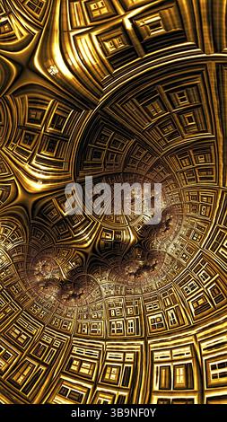 Superficie ruvida astratta - immagine generata dal computer. Geometria frattale: Griglia a spirale e reticolo. Per copertine, web design, poster Foto Stock