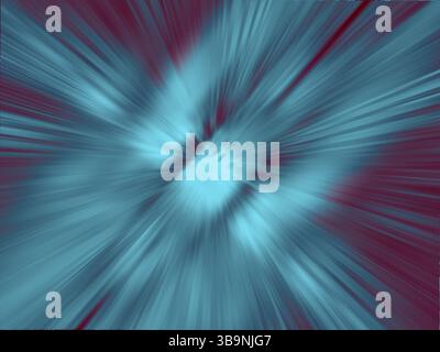 Sfondo turchese in movimento sfocato con raggi di luce - illustrazione 3D. Tunnel, strada futuristica o percorso nello spazio. Sfocatura per lo sfondo Foto Stock