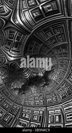 Superficie ruvida astratta - immagine generata dal computer. Geometria frattale: Griglia a spirale e reticolo. Per copertine, web design, poster Foto Stock