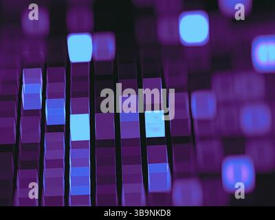 Abstract viola cubetti sfocata - generati con il computer 3D illustrazione per la tecnologia o fantascienza progetti di design. Sfocatura frattale per il web design, des Foto Stock