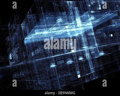 Cubi futuristici - immagine astratta generata al computer. Arte frattale: Struttura sureale dei cubi. Per Web design, poster, copertine Foto Stock