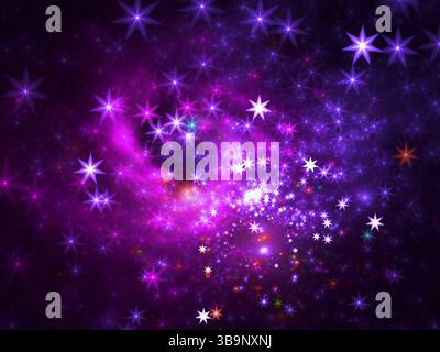 Sfondo sfocato astratto con stelle bokeh - illustrazione generata dal computer. Arte digitale - frattale. Concetto festivo, esoterico o astrologico. Brillante Foto Stock