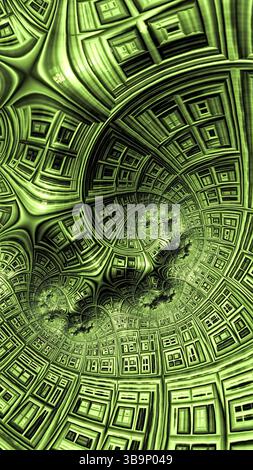 Superficie ruvida astratta - immagine generata dal computer. Geometria frattale: Griglia a spirale e reticolo. Per copertine, web design, poster Foto Stock