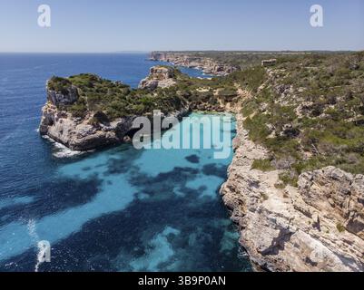 Calo des Moro, Santanyi, Maiorca, Isole Baleari, Spagna, Europa Foto Stock