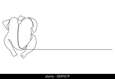 Whole Boiled Chicken disegno continuo su una linea, Whole Boiled Chicken – illustrazione artistica minimalista Illustrazione Vettoriale