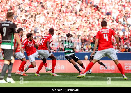 Lisbona, Portogallo. 10 maggio 2025. È stato attaccante dello Sporting CP durante la partita Betclic della Liga Portugal tra SL Benfica e Sporting CP allo stadio da Luz di Lisbona il 27 aprile 2025 Trincão. Liga Portugal Betclic - SL Benfica vs Sporting CP (Valter Gouveia/SPP) credito: SPP Sport Press Photo. /Alamy Live News Credit: SPP Sport Press Photo. /Alamy Live News Foto Stock
