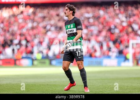 Lisbona, Portogallo. 10 maggio 2025. È stato attaccante dello Sporting CP durante la partita Betclic della Liga Portugal tra SL Benfica e Sporting CP allo stadio da Luz di Lisbona il 27 aprile 2025 Trincão. Liga Portugal Betclic - SL Benfica vs Sporting CP (Valter Gouveia/SPP) credito: SPP Sport Press Photo. /Alamy Live News Credit: SPP Sport Press Photo. /Alamy Live News Foto Stock