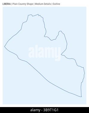 Mappa del paese della Liberia. Dettagli medi. Stile contorno. Forma della Liberia. Illustrazione vettoriale. Illustrazione Vettoriale