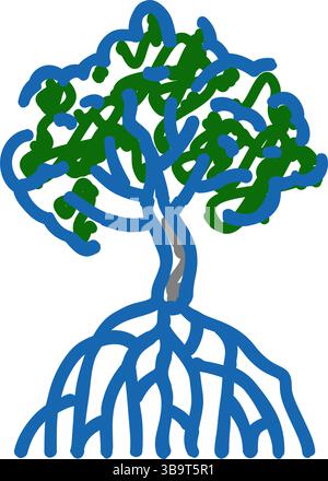illustrazione dell'icona dell'albero di mangrovie Illustrazione Vettoriale