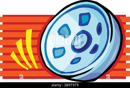 Un'illustrazione astratta del vettore mostra una ruota in alluminio in stile cartone animato Illustrazione Vettoriale