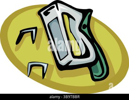 Icona isometrica dello strumento di costruzione della pistola graffatrice su sfondo bianco Illustrazione Vettoriale