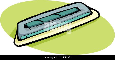 Un'illustrazione vettoriale astratta mostra una livella a bolla d'aria in stile cartone animato Illustrazione Vettoriale