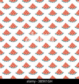 Strato di anguria sfondo bianco senza cuciture Illustrazione Vettoriale