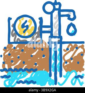 illustrazione dell'icona dell'idrogeologo del campionamento delle acque sotterranee Illustrazione Vettoriale