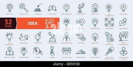 Set di icone per la generazione di idee: Creatività e innovazione Illustrazione Vettoriale