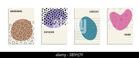 Collezione di opere d'arte creativa, copertine disegnate a mano, modelli, sfondi, cartelloni, opuscoli, banner, volantini. Disegnare poster con forme colorate Illustrazione Vettoriale