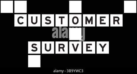 Sondaggio clienti con lettera alfabetica in Word sullo sfondo del puzzle con parole incrociate Illustrazione Vettoriale
