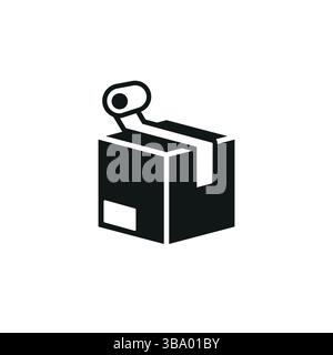 Casella con icona nastro Illustrazione Vettoriale