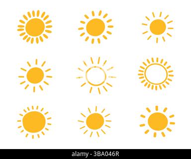 Illustrazioni del sole grazioso set vettoriale Illustrazione Vettoriale