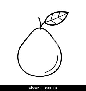Pomelo. Icona di schizzo disegnata a mano di agrumi tropicali. Illustrazione vettoriale isolata in stile linea doodle Illustrazione Vettoriale