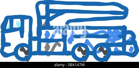 illustrazione dell'icona del veicolo per costruzioni con pompa per calcestruzzo Illustrazione Vettoriale