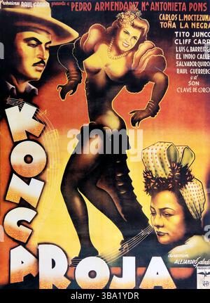 Immagine parziale del poster Cine messicano d'epoca Konga Roja Foto Stock