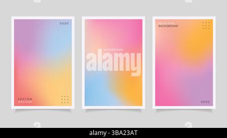 Set di carte sfumate astratte, sfondi sfumati, texture viola moderna, colorata Illustrazione Vettoriale