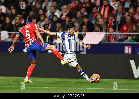 Madrid, Spagna. 10 maggio 2025. Takefusa Kubo (Sociedad) calcio: Partita spagnola "LaLiga EA Sports" tra il Club Atletico de Madrid 4-0 Real Sociedad all'Estadio Riyahd Air Metropolitano di Madrid, Spagna. Crediti: Mutsu Kawamori/AFLO/Alamy Live News Foto Stock
