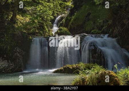 Meraviglioso tour escursionistico fino alla cima del Buralpkopf, vicino a Hochgrat, presso il Nagelfluhkette nella splendida Allgaeu Foto Stock