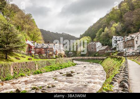 East Lyn River, Lynmouth, Devon, Inghilterra, Regno Unito Foto Stock