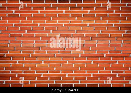 Rote Farbe Ziegelwand Fuer Ziegelarbeiten Hintergrund Design . Formato Panoramaformat Foto Stock