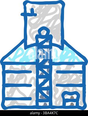 illustrazione del doodle icona della biomassa a silo Illustrazione Vettoriale