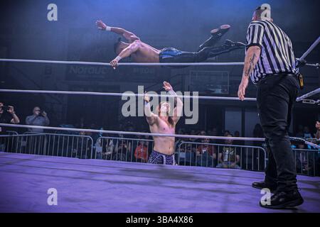 COLLEGNO, TORINO, ITALIA - 10 MAGGIO: American Wrestling - Purgatorio al PalaCollegno il 10 maggio 2025 Foto Stock