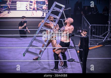 COLLEGNO, TORINO, ITALIA - 10 MAGGIO: American Wrestling - Purgatorio al PalaCollegno il 10 maggio 2025 Foto Stock