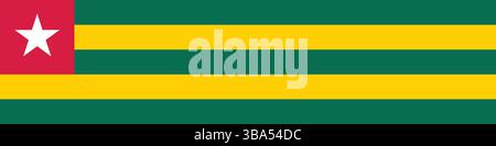 Bandiera del Togo. Illustrazione vettoriale digitale con banner lungo Togo. Illustrazione Vettoriale