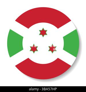Bandiera del Burundi. Icona del logo della bandiera circolare Burundi disegno vettoriale del computer. Illustrazione Vettoriale
