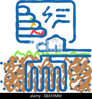 illustrazione dell'icona energia geotermica dell'elettricità Illustrazione Vettoriale