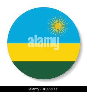 Bandiera del Ruanda. Icona del logo della bandiera del cerchio del Ruanda illustrazione vettoriale del computer. Illustrazione Vettoriale