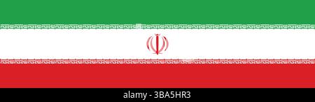 Bandiera dell'Iran. Illustrazione vettoriale digitale banner lungo bandiera iraniana. Illustrazione Vettoriale