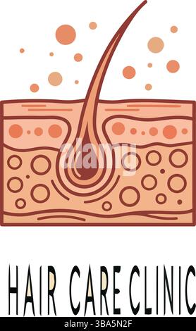 Logo Hair Care Clinic con illustrazione Hair Follicle Illustrazione Vettoriale