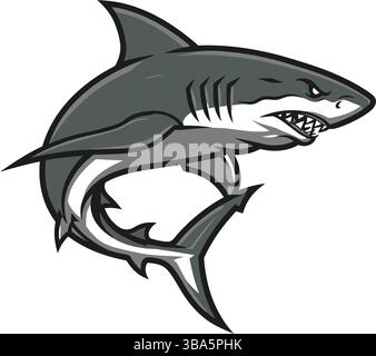 Fierce Shark Illustration – Dynamic and Bold Design Illustrazione Vettoriale