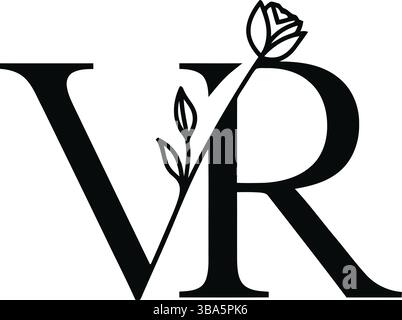 Tipografia VR con accento rosa: Caratteri eleganti Illustrazione Vettoriale