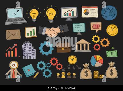 Icone business e finanza – immagini economiche e aziendali Illustrazione Vettoriale