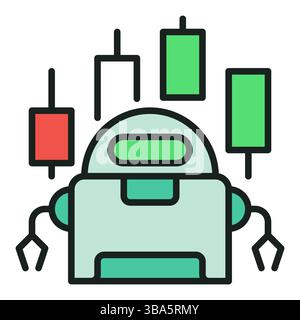 Icona colorata o simbolo del concetto di strumenti di automazione vettoriale Crypto Trading Bot Illustrazione Vettoriale