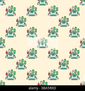 Concetto di strumenti di automazione vettoriale Crypto Trading Bot pattern colorato senza cuciture Illustrazione Vettoriale