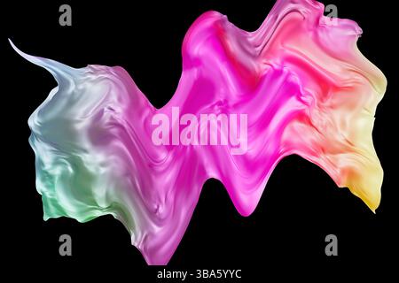 Forme colorate e fluide creano una composizione dinamica e coinvolgente, che presenta una sfumatura di sfumature che si fondono perfettamente su uno sfondo scuro. Il design Foto Stock